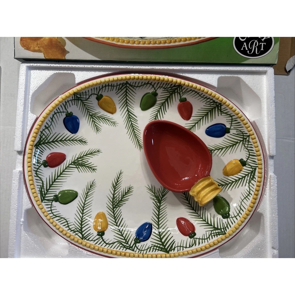 NIB Vintage 1998 CLAY ART "Holiday Lights" Chip 'N Dip Set (12.5‎ X 16.5) NEW